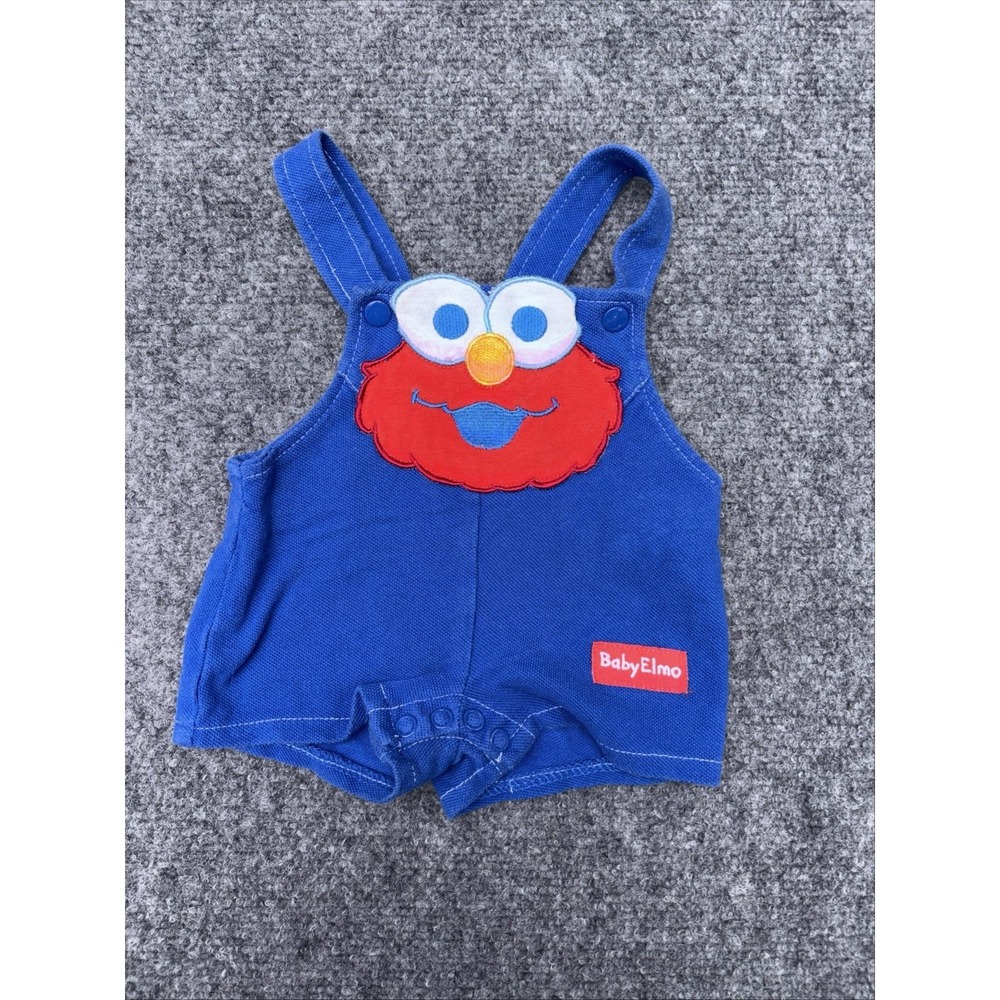 VTG Elmo Sesame Beginnings Baby Elmo  Knit Overall Romper One Piece Preemie Boys